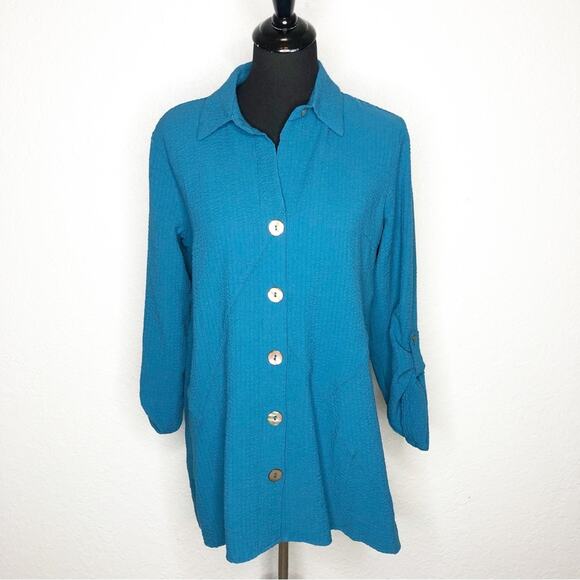 Soft Surroundings Tops - Soft Surroundings Marianna peacock teal blue button down tunic top Small NWT